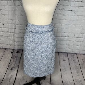 J McLaughlin Nanette White and Navy Tweed Pencil Skirt 8 NWT